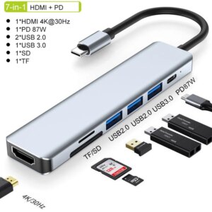 5-Port USB-C Hub with 4K HDMI and PD Fast Charging
