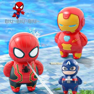 Anime Figure Spiderman Water Gun Cute Cartoon Children Outdoor Beach Water Toy Ironman Summer Supplies Birthday Gift Boys Girls